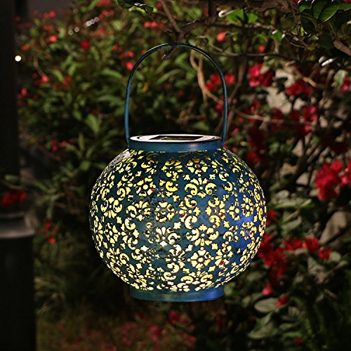 Solar Lantern Hanging Garden Outdoor Lights Metal Waterproof LED Table Lamp Decorative
