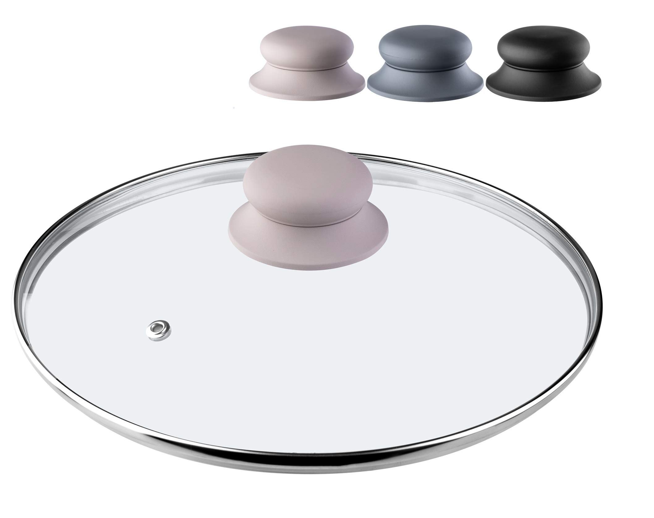 KADAX Glass Lid with Silicone Handle, Heat Resistant, Transparent, Steam Vent, Durable, Multiple Sizes (Beige, 24 cm)