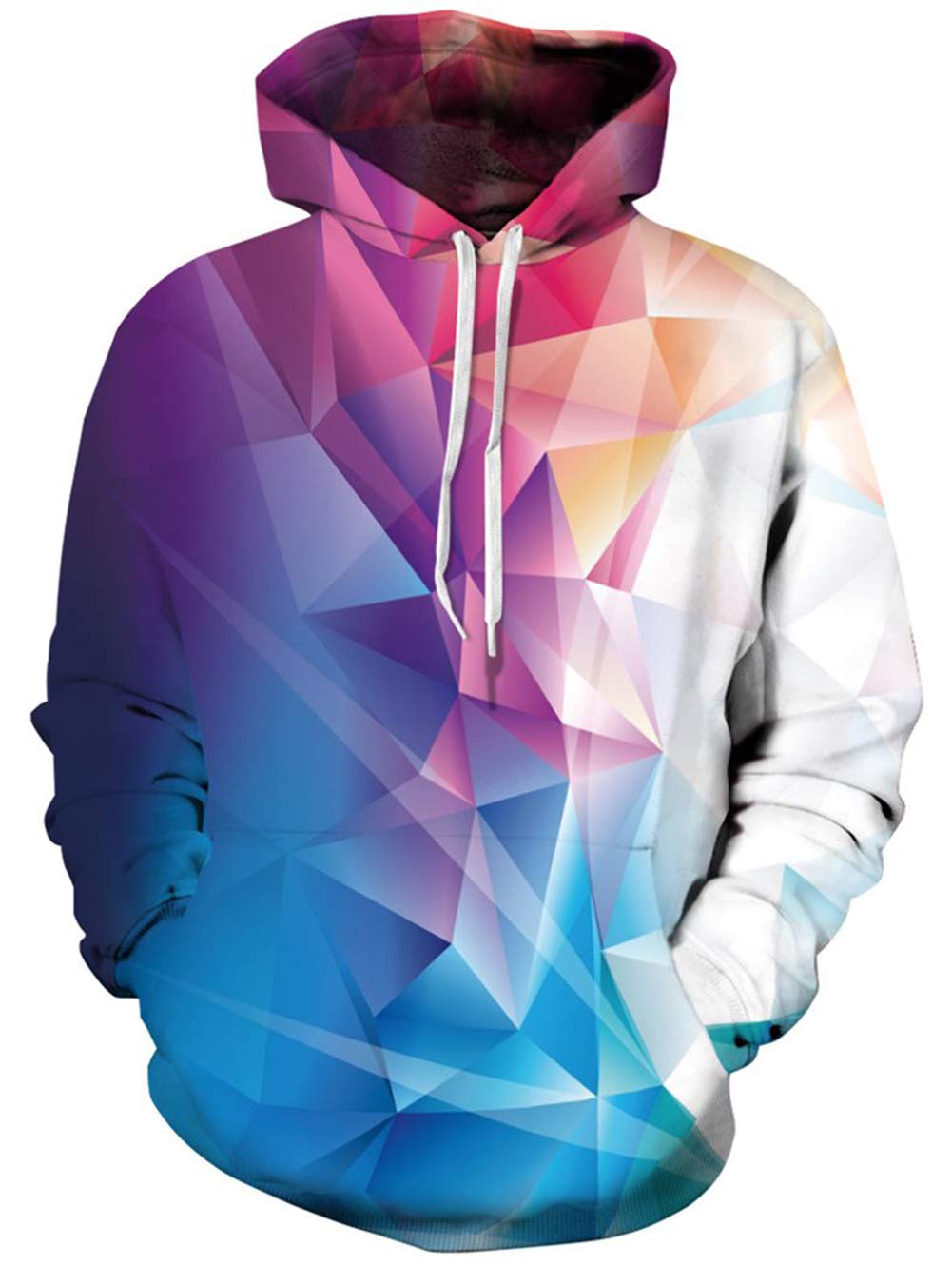 TUONROAD Realistic 3D Hooded Shirt Tops Colorful Color Block Burgundy Jade Geometric White Youth & Adult Hip Hop Hoodies Sweatshirt Autumn Men\'s Long Sleeve Pullovers with Big Pocket Front