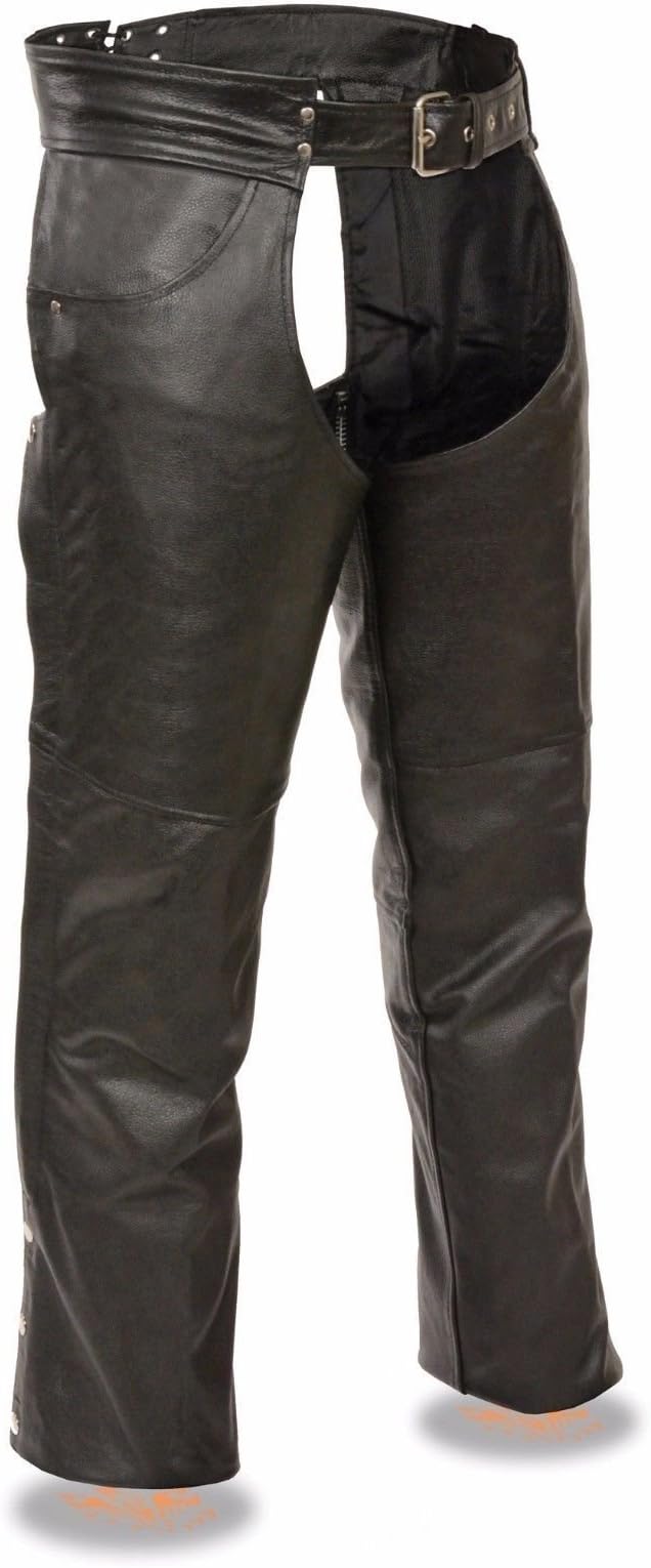 Men's Black Motorcycle Genuine Leather Riding CHAP Jean Pocket Unbeatable Price (2XL Regular)