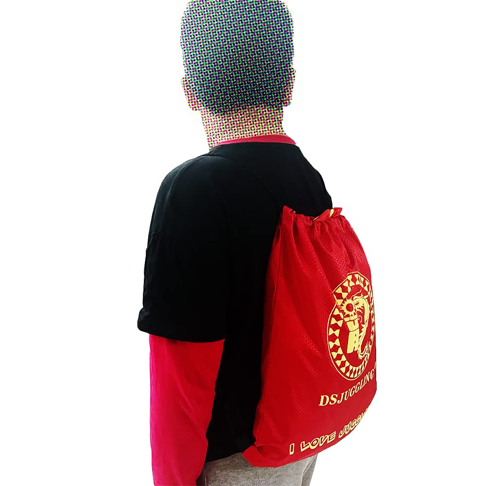 DSJUGGLING 3D Dragon Poi with 340g Weighted Ball & 1.1 Meters Swing Rope - Silk Flowy Shaking & Flinging Chinese Golden Dragon Ribbon Streamer + Travel Bag! (6 Meters (19.6 FT), Golden Red Dragon)