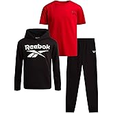 Reebok Boys Sweatsuit Set - 3 Piece Athletic Jogger Set with Fleece Pullover Hoodie Sweatshirt, Sweatpants & T-Shirt for Boys