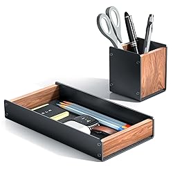 UPERGO Walnut Desk Tray with Pen Holder
