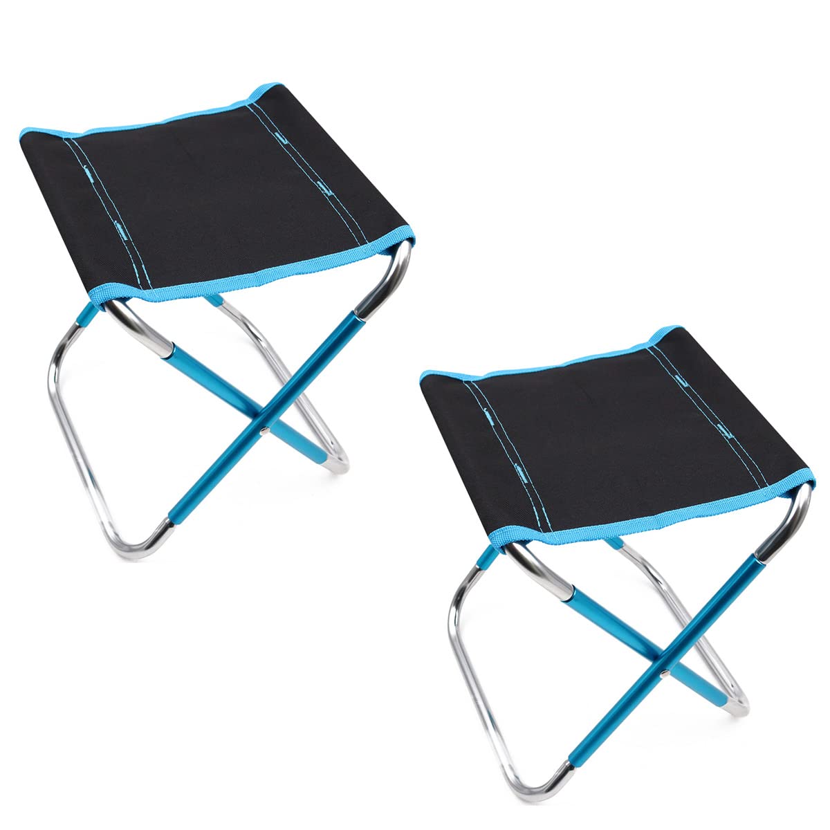 ZONADAH Pack of 2 Portable Folding Camping Chairs Foldable Stool Black Lightweight 7075 Aluminum Alloy Oxford Outdoor Seat, Camping, Fishing, Hiking, Travel, Park BBQ Party