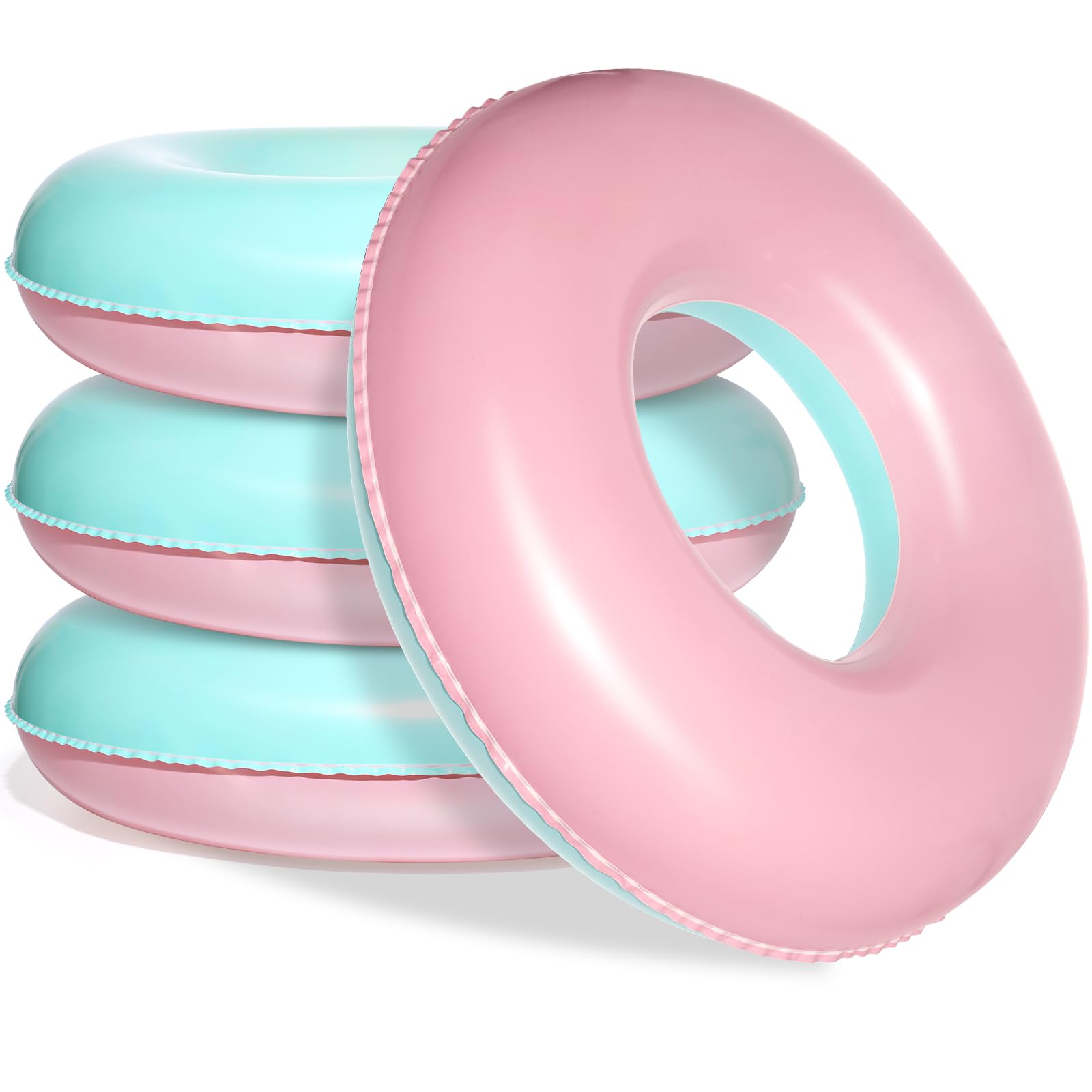 Photo 1 of ShinyRelief 4 Pcs Inflatable Pool Floats for Kids Adults Pastel Inner Tubes Macaron Swim Tube Rings, Pool Floaties Toys Beach Swimming Summer Bachelorette Party Toys(Green,Pink,30'')