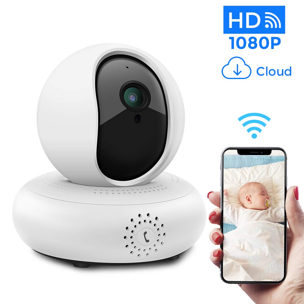 1080P HD IP Camera- Wireless Surveillance Camera with Night Vision/Two-Way Audio/PTZ, 2.4Ghz WiFi Indoor Home Security Dome Camera for Pet Baby, Remote Monitor with MicroSD Slot, Android,iOS App