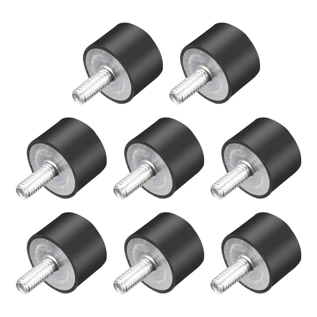 sourcing map M4 Thread Rubber Mounts,Vibration Isolators,Cylindrical Shock Absorber with Studs 15mm x 10mm 8pcs