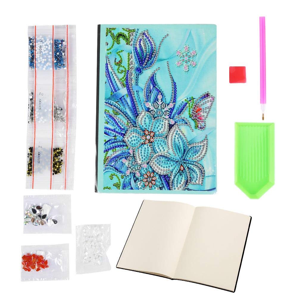 5D 50 Pages Diamond Painting Sketchbook DIY Notebook Embroidery Diary Book Butterfly & Flower Pattern DIY Diamond Art Gifts