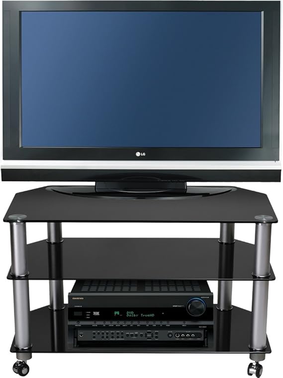 Stil Stand STUK 1401 Black Glass TV Stand with Castors Amazon.co.uk
