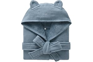 QYFHJGFR Boys Girls Terry Bathrobe, 100% Cotton Towel Robe ，Hooded Toddler Soft Fuzzy Robe for Kids 2-9Years