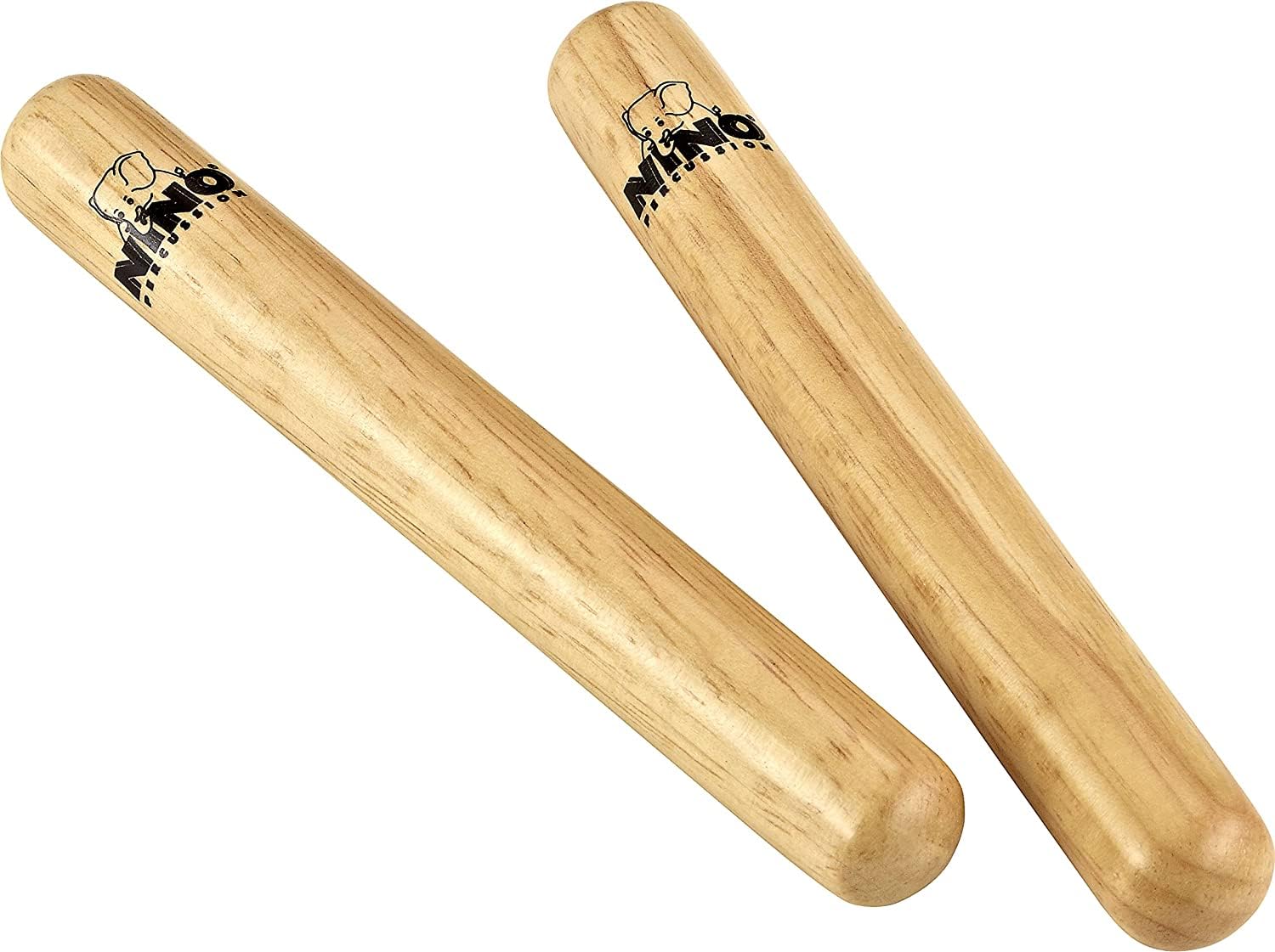 Nino Percussion Wood Claves Instruments - 1 Pair Small Wood Claves for Children from 3 Years - Musical Instrument - Siam Oak, Natural (NINO502)