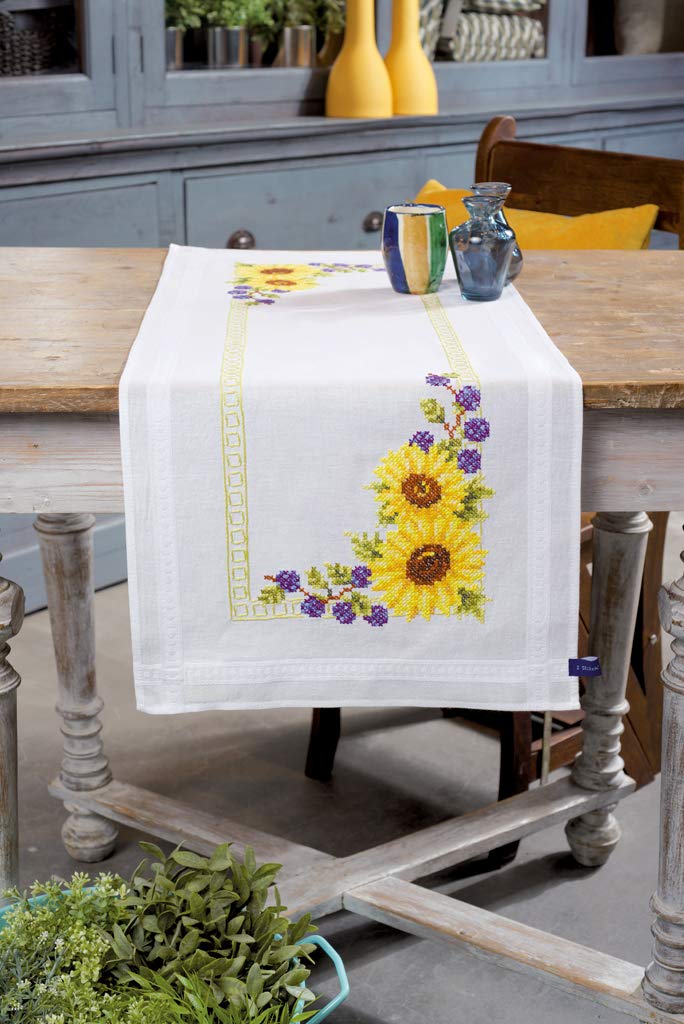Vervaco "Sunflowers Runner Embroidery, 100 Percent Cotton, Multi-Colour