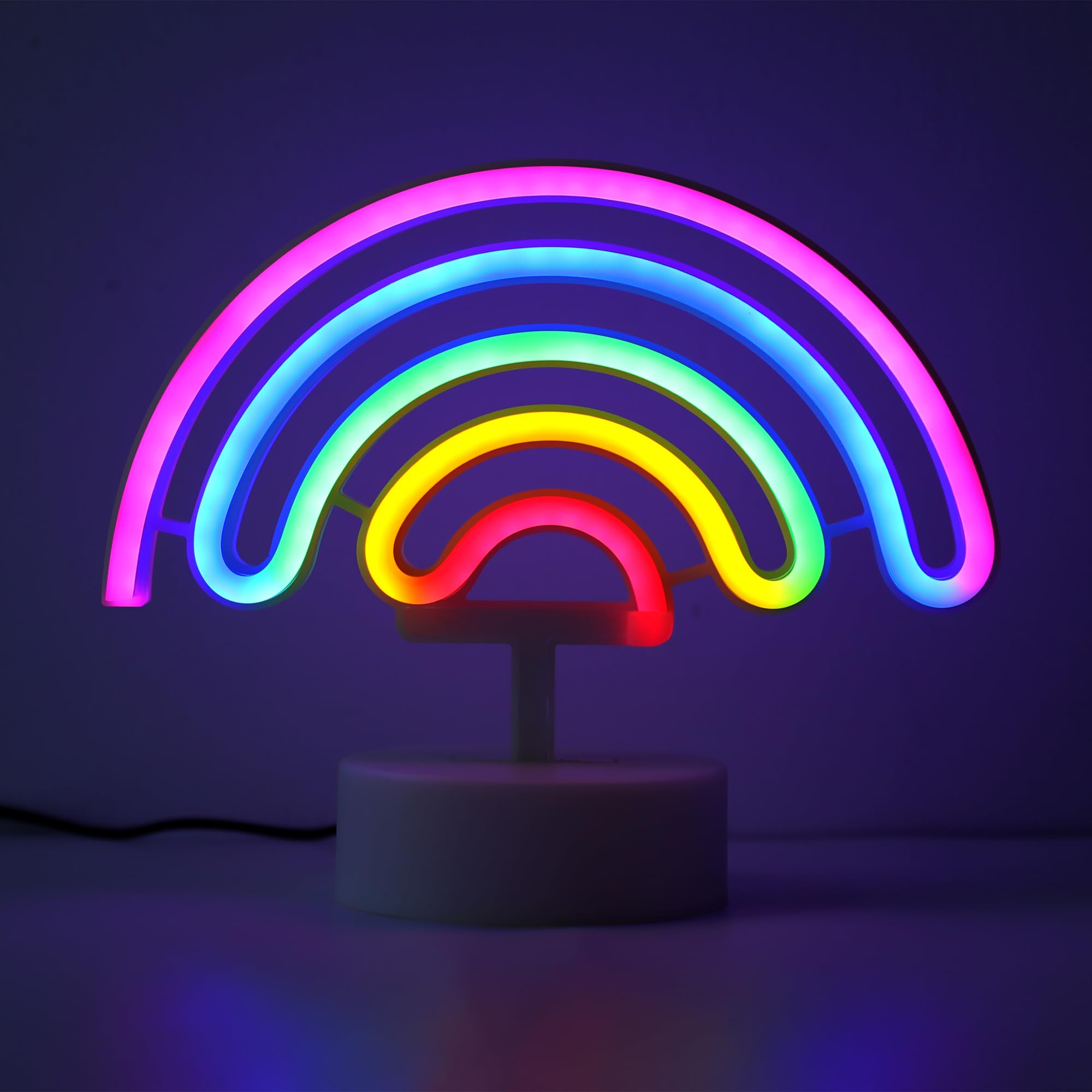 ENUOLI Rainbow Neon Sign, Colorful Neon Light with 2 Power Options, Eco-Friendly LED Bedroom Decor, Unique Rainbow Design for Girls Room, Party & Gift