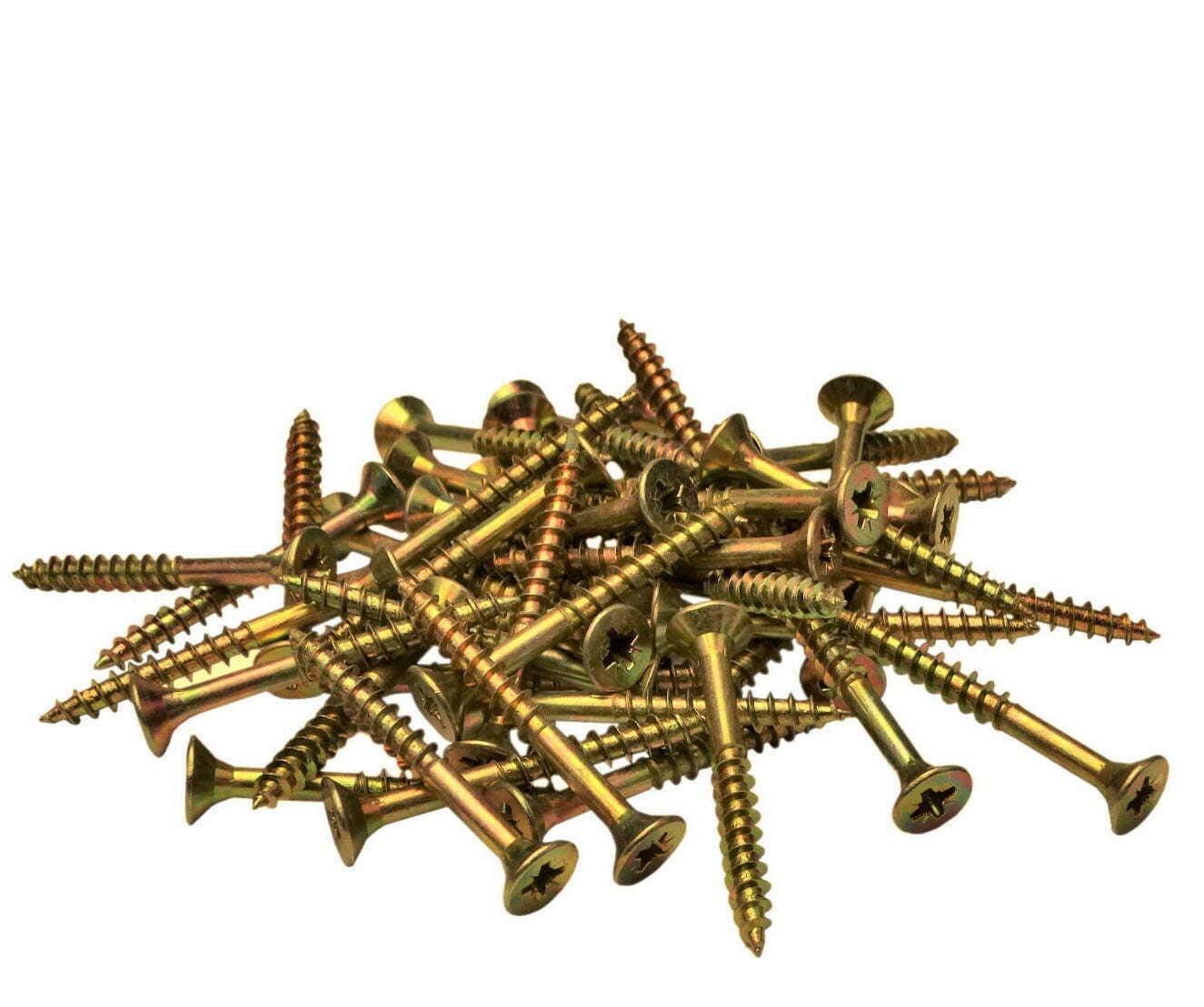 Multi Purpose Yellow Wood Screws POZI Sizes: No.3 x 1/2 - No.12 x 2 (Pack of 100) High Quality