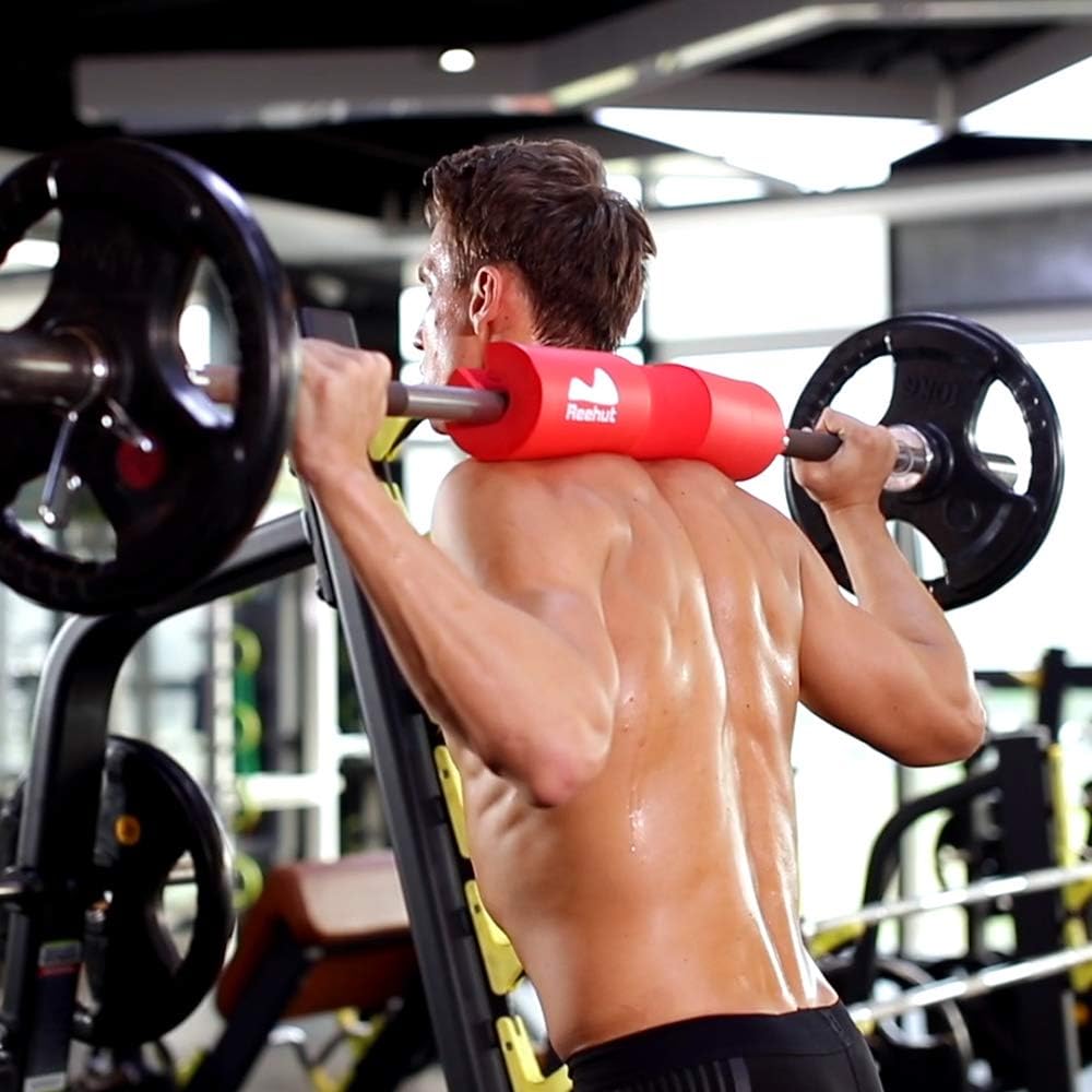 REEHUT Barbell Squat Pad - Advanced Neck & Shoulder Ergonomic Protective Pad Support for Squats, Lunges & Hip Thrusts - Fit Standard and Olympic Bars Perfectly Red : Sports & Outdoors