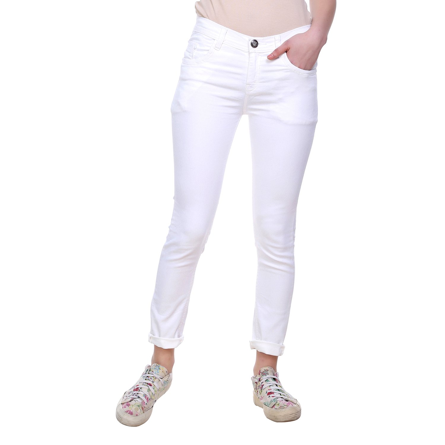 pantoff women's slim fit white jeans