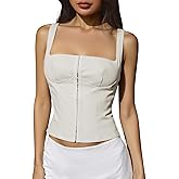 winkbay Women's Square Neck Sleeveless Tank Top Elegant Slim Fit Going Out Corset Tops