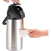 PARACITY Upgraded Airpot Coffee Carafe with Double Pump, Stainless Steel Drink Dispenser for Hot/Cold Beverage with Lazy Susan Base for Hot Cocoa for Parties (Stainless steel color, 64.2 Ounces)