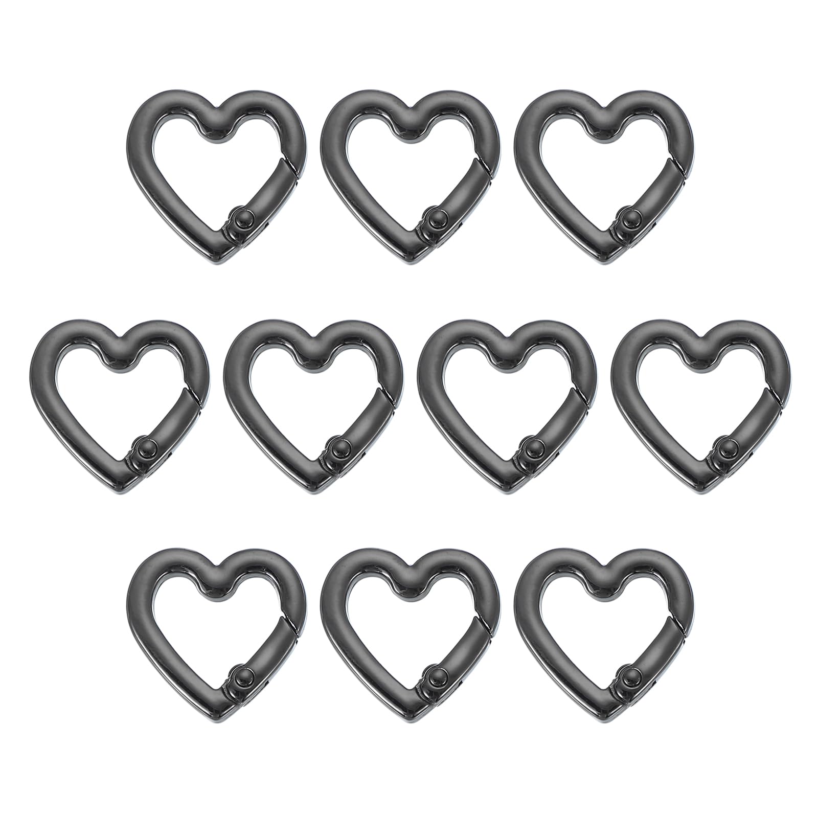 PATIKIL Heart Keychain Clip, 10 Pcs Heart Key Ring Snap Hook Clip Zinc Alloy Trigger Spring Buckle for Keychains Bags Purses Handbag Jewelry Making, Black