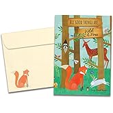 Tree-Free Greetings - Birthday Cards - Artful Designs - 1 Card + Matching Envelope - Made in USA - 100% Recycled Paper - 5"x7" - Wild and Free Woodland (GO65476)