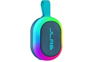 JLab Pop Party Portable Bluetooth Speaker, Navy, 8+ Hours of Playtime, IP55 Waterproofing, Detachable Loop Handle, Customizable RGB LED Lighting, Lab Sync Up to 100 Speakers, Custom Sound in-App