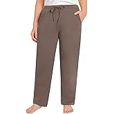 Weintee Women's Plus Size Cotton Knit Pants with Pockets