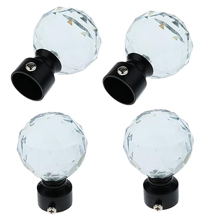 D Dolity 4x Crystal Ball Decorative Pole Rod End For Window