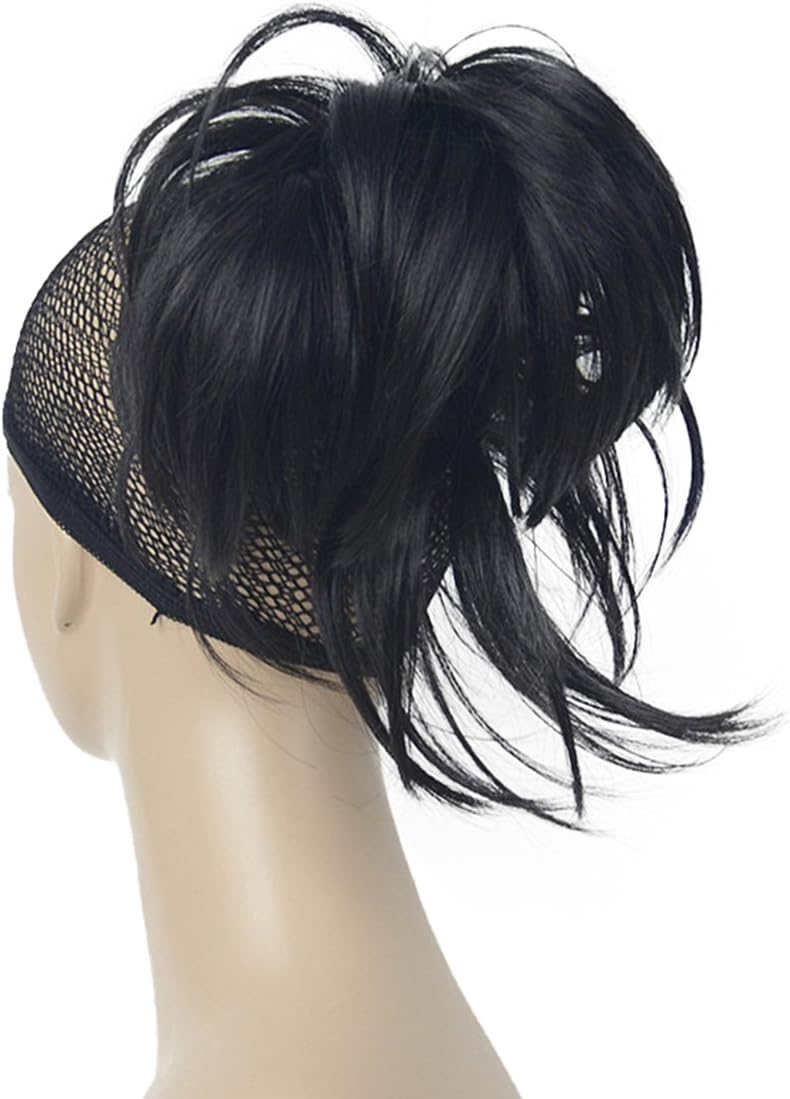 Lydell Adjustable Messy Style Ponytail Hair Extension Synthetic Hair-Piece with Jaw Claw (Natural Black), #2 Natural Black - Image 3