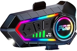 ELIKIDSTO Motorcycle Helmet Bluetooth Headset Speakers with Good Sound,Noise Cancellation,LED Light,Boom Mircrophone,2 Riders Intercom,1000mAh Battery,Easy to Install/Use,IPX6 Waterproof,Voice Assist,Hand Free