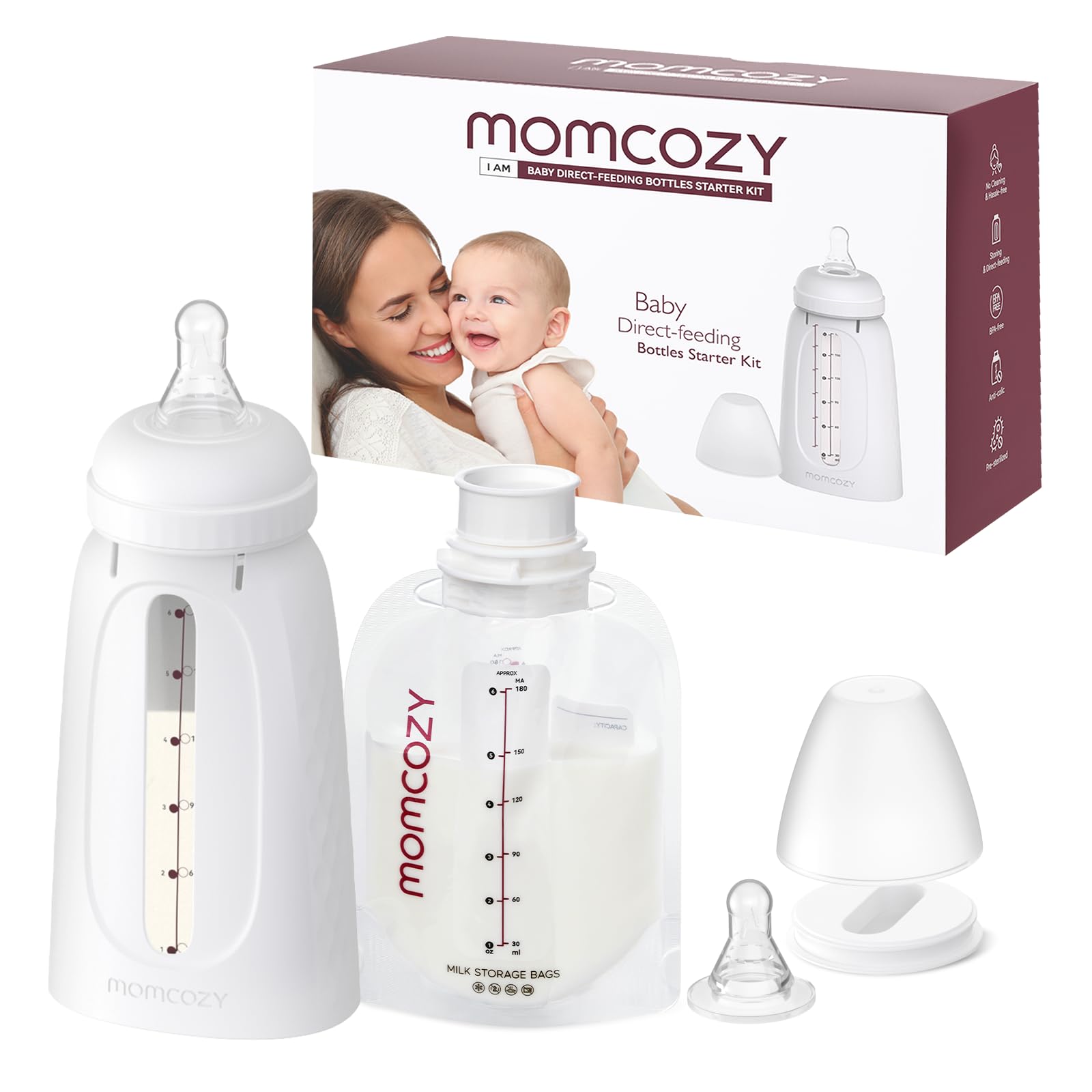Photo 1 of ***(MISSING PARTS)***Momcozy 3-in-1 Breast Milk Storage & Feed Kit 25 Pieces, Wash-Free, Transfer-Free & BPA-Free Breastfeeding Essentials, Easy Directly Baby Feeding, 6 OZ, Portable for On-The-go