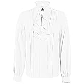 Runcati Mens Pirate Medieval Shirts Ruffle Steampunk Victorian Cosplay Costume Gothic Renaissance Shirt Viking Tops