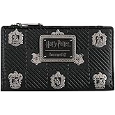 Loungefly x Harry Potter Hogwarts Houses Crests Bifold Wallet (Black Multi, One Size)