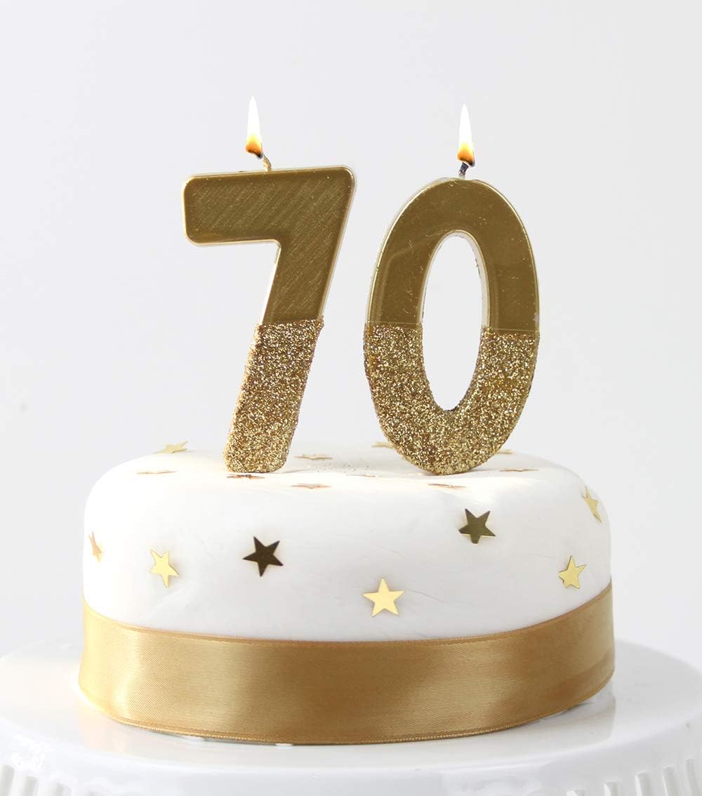 Talking Tables Glitter Number Candle-Premium Quality Cake Topper Decoration Pretty, Sparkly For Kids, Adults, 7th, 70th Birthday Party, Anniversary, Milestone, Height 8cm, 3", Gold 7: Kitchen & Dining