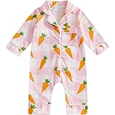 Balaflyie Baby Girl Button Down Pajamas Romper One-Piece Jumpsuit Long Sleeve Sleeper Infant Sleepwear