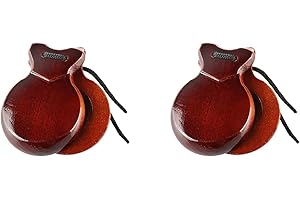 MEIBAOGE 2Pcs Traditional Castanet Wood Spanish Castanets Flamenco Dance Castanets with String Hand Clapper Orff Music Instrument
