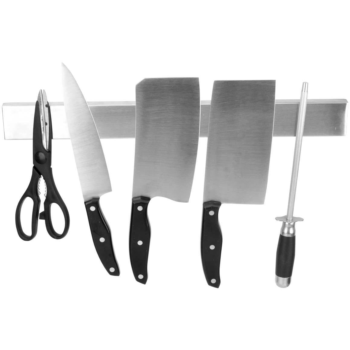 Homekit Magnetic Knife Holder Wall Rack Strip – Universal 18” Stainless Steel Powerful Silver Magnet Bar Mount for Space-Saving Storage of Kitchen Knives, Cutlery, Scissors & Metal Tools