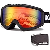 Karsaer Ski Goggles Anti-Fog Snow Goggles OTG 100% UV Protection Snowboard Goggles Bendable Dual-Lenses for Men Women Youth
