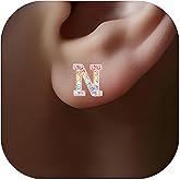 Gold Initial Earrings Stud, Colorful Rhinestone Letter Earrings Stud Cute Monogram Jewelry Alphabets from A-Z Gift Idea of the Earrings