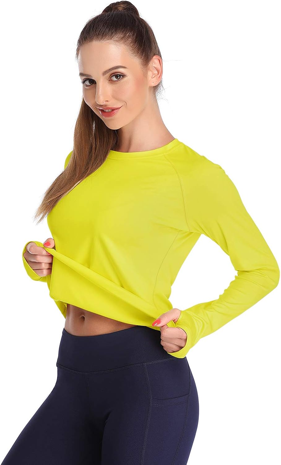 DAYOUNG Womens UPF 50+ UV Sun Protection Long Sleeve T-Shirt Running Hiking Outdoors Performance Athletic Top Thumb Hole: Clothing