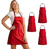 juningxin 3 Pack Kitchen Cooking Aprons with 2 pockets, Aprons for Women/Man/Chef with Pockets,Aprons Kitchen Craftsmanship