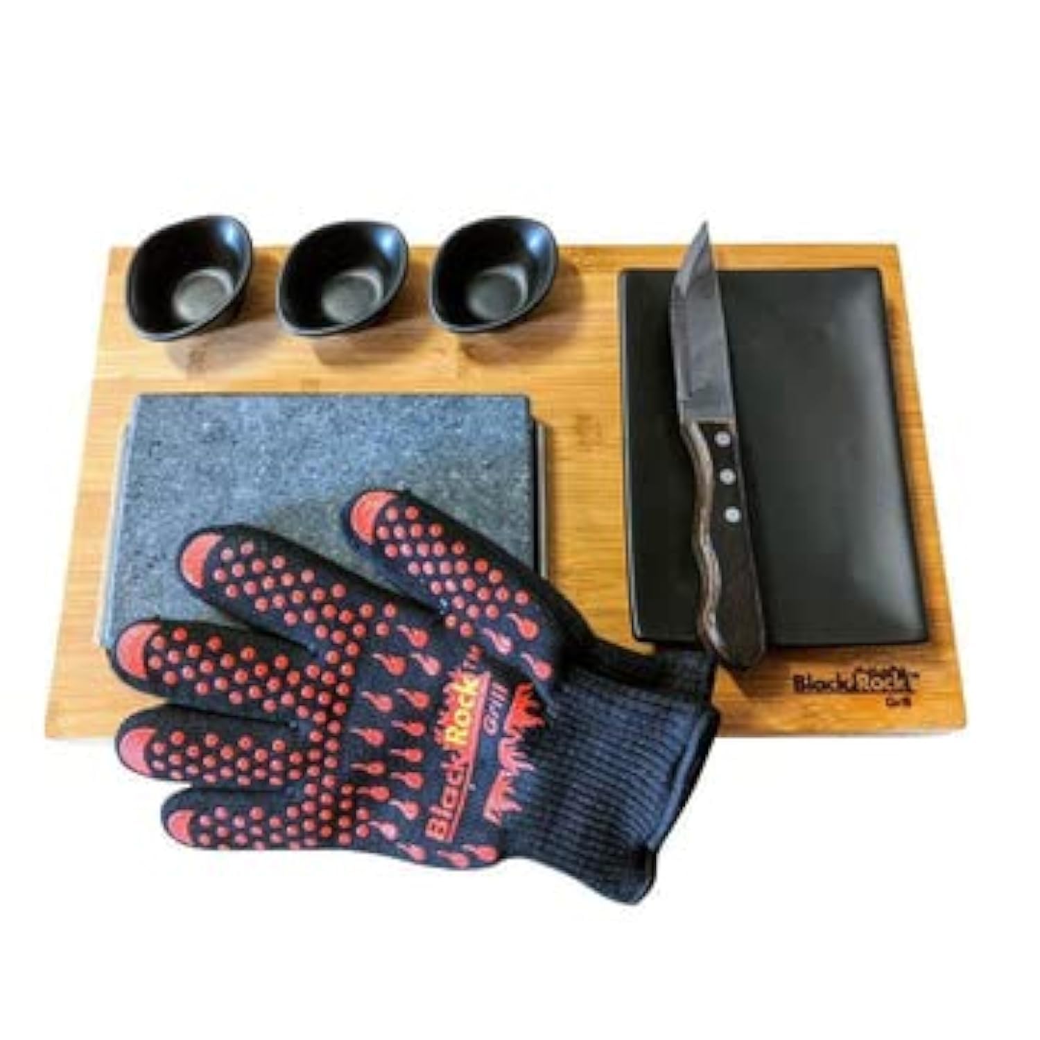 Black Rock Grill Steak on a Stone Grill Set, Sizzling Lava Stone Cooking Set (One Gift Set)