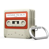 elago Cassette Tape Case for AirPods 5 &amp; AirPods 4 | Carabiner Included, Supports Wireless Charging, Shock Resistant, Full Protection, Headphone Accessories (Classic White)