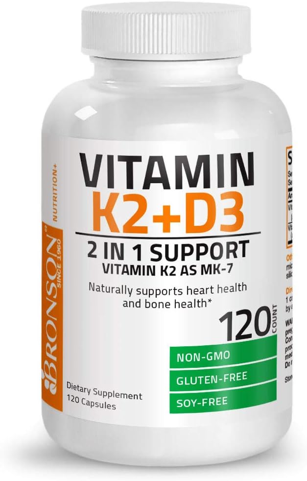 Vitamin K2 (MK7) with D3 Supplement Bone and Heart Health Non-GMO Formula 5000 IU Vitamin D3 & 90 mcg Vitamin K2 MK-7 Easy to Swallow Vitamin D & K Complex, 120 Capsules: Health & Personal Care