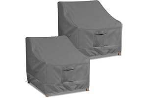Simpelg Outdoor Chair Covers, Patio Furniture Covers Waterproof, 600D Heavy Duty Oxford Cloth Chair Covers for Outdoor Furniture, Lounge Deep Seat Cover/Lawn Outdoor Covers (2 Pack-Grey-Small)