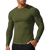 RGJU Long Sleeve Athletic Shirt Men Slim Fit Outdoor Running Thermal Crewneck Tops Base Layer T-Shirt Moisture Wicking