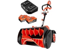 VOLTASK Cordless Snow Shovel with Wheels, 48V | 16-Inch | 4-Ah Brushless Cordless Snow Blower, Battery Snow Blower with Direc