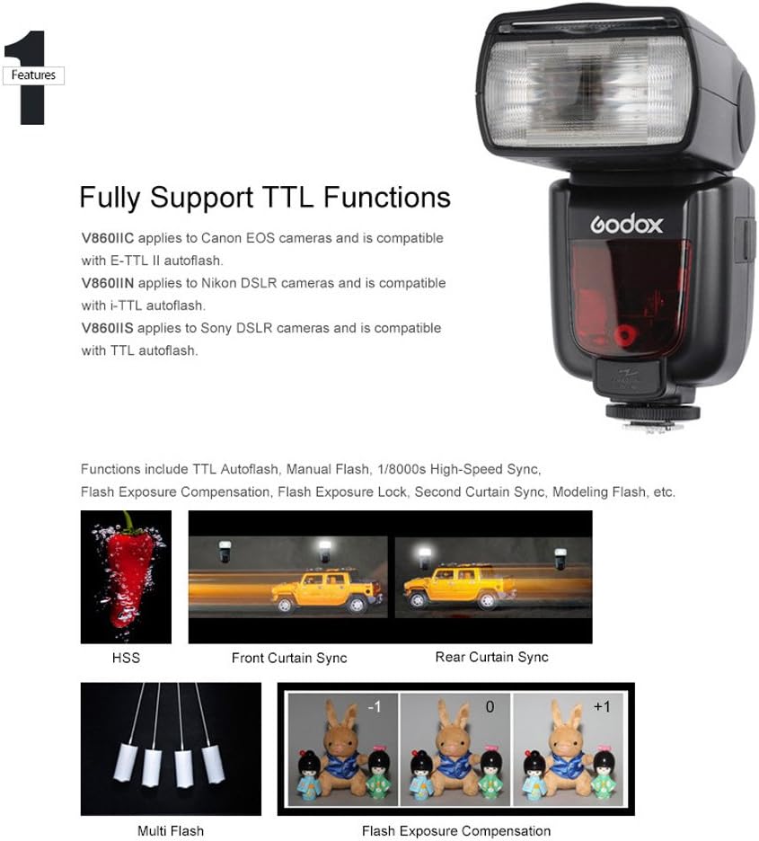 Godox V860II-C TTL Flash for Canon EOS Camera,2.4G Wireless Transmission HSS 1/8000s,High Performance Li-ion Battery Flash Speedlite Compatible for Canon - Image 4