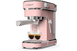 Laekerrt Professional Espresso Machine 20 Bar, Espresso Maker with Milk Frother Steam Wand, Stainless Steel Home Coffee Machines for Cappuccino and Latte, Gift for Women Wife Daughter or Mom, Pink