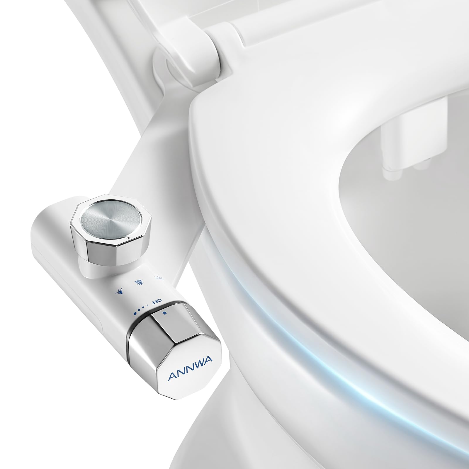 Photo 1 of ANNWA Non-Electric Bidet Attachment for Toilet Seat, Daul Clean Nozzles 3 Modes Adjustable Water Pressure Ultra-Slim Bidet Toilet Seat Attachment with Pressure Controls Feminine/Posterior Wash(TT17N)