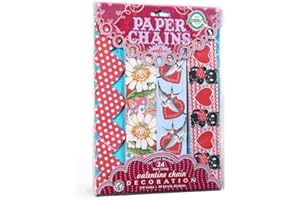 eeBoo: Valentine Paper Chain - 120 Links, No Glue Needed for Assembly, Four Different Patterned Links to Mix and Match, Paper Chain When Completed is 24 Feet Long